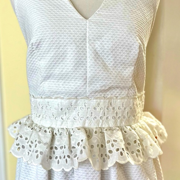 Vintage Dress Maxi 70s-80s Vicky Vaughan NWT Pique/Eyelet Peplum Waist Halter - Picture 6 of 8